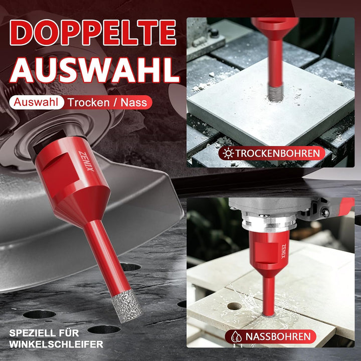 Diamant Fliesenbohrer 6 mm 3 Stück mit M14 Gewinde Für Fliesen, Porzellan, Keramik, Marmor &amp; Granit