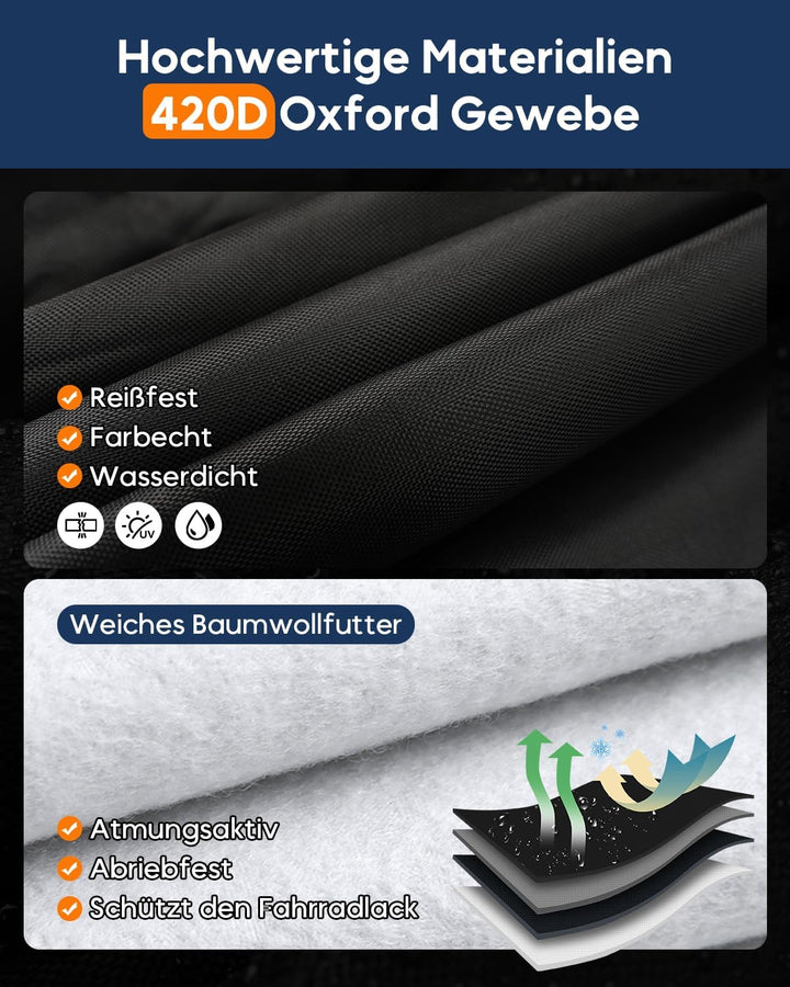 Fahrradabdeckung Heckträger für 3 Fahrräder, 420D Oxford Fahrradschutzhülle mit Baumwollfutter, Wass