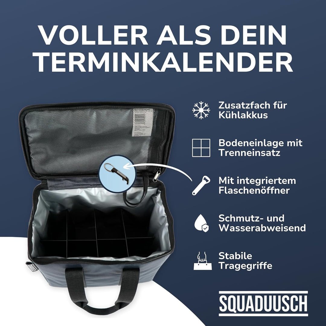 Bier Kühltasche - mit Trenneinsatz für Bierflaschen - Männerhandtasche