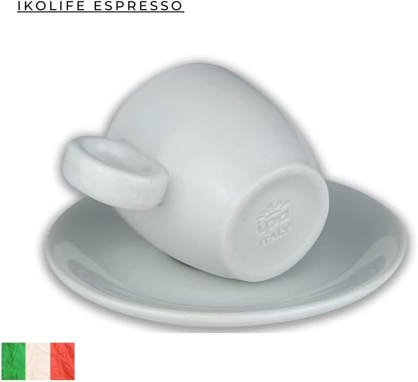 Ikolife Espressotassen Set - dickwandig – 4-teilig – 59 ml – Made in Italy (2 Tassen + 2 Untertassen