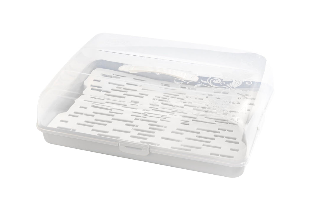 BranQ - Home essential rechteckiger Kuchenbehälter mit 2 Kühleinsätzen, aus Kunststoff (PP), mit hoh