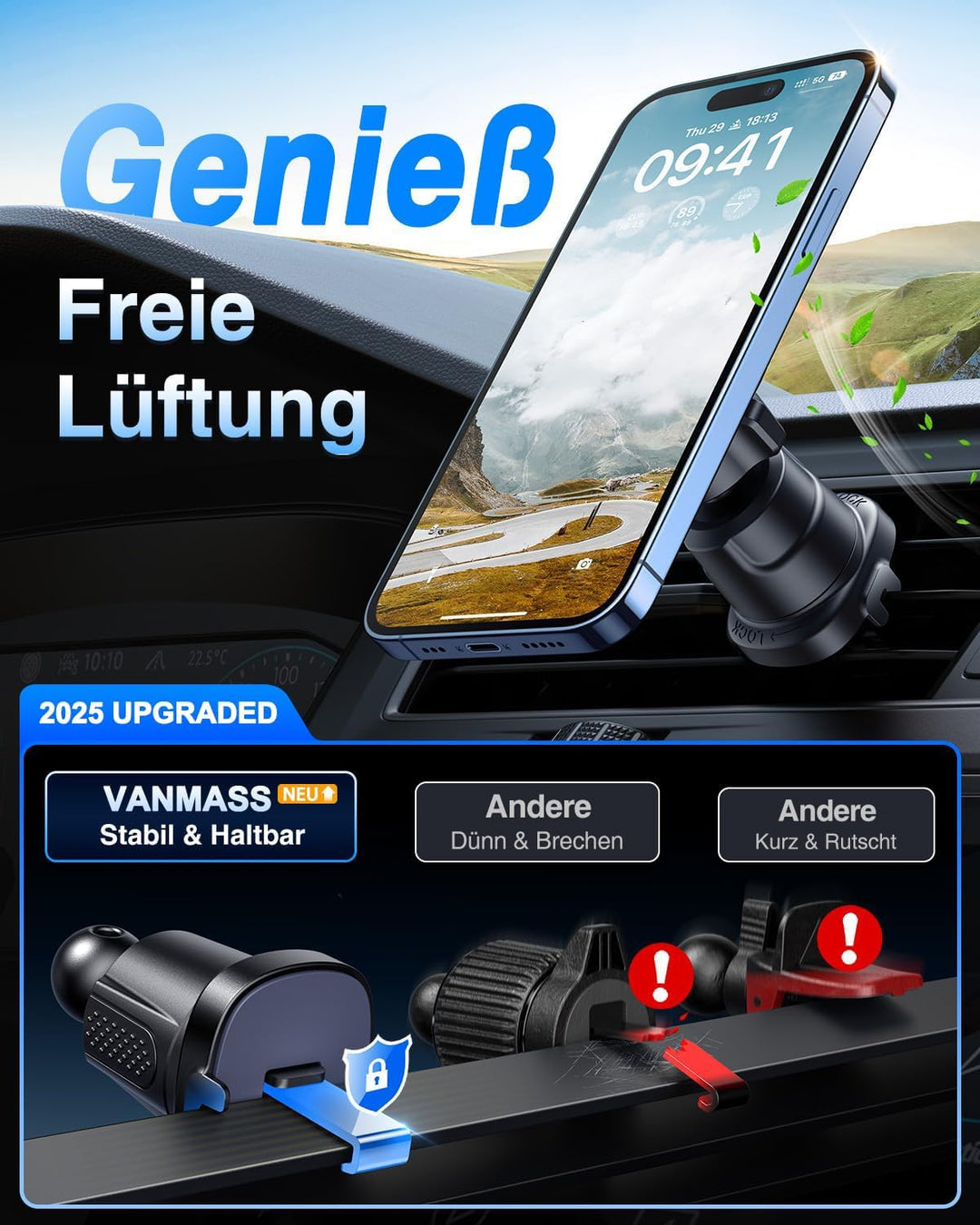 VANMASS Handyhalterung Auto Magnet Kompatibel mit MagSafe Autohalterung [2023 Upgrade Stärkste Magne