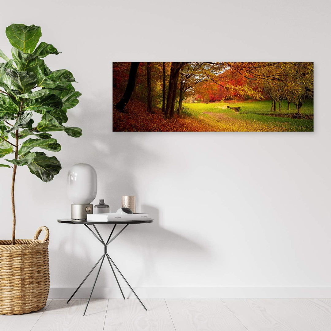 Wandbild Herbst Druckbild Leinwandbild Natur Orange 120x40 cm Leinwandbild 120x40 cm Orange_a, Leinw