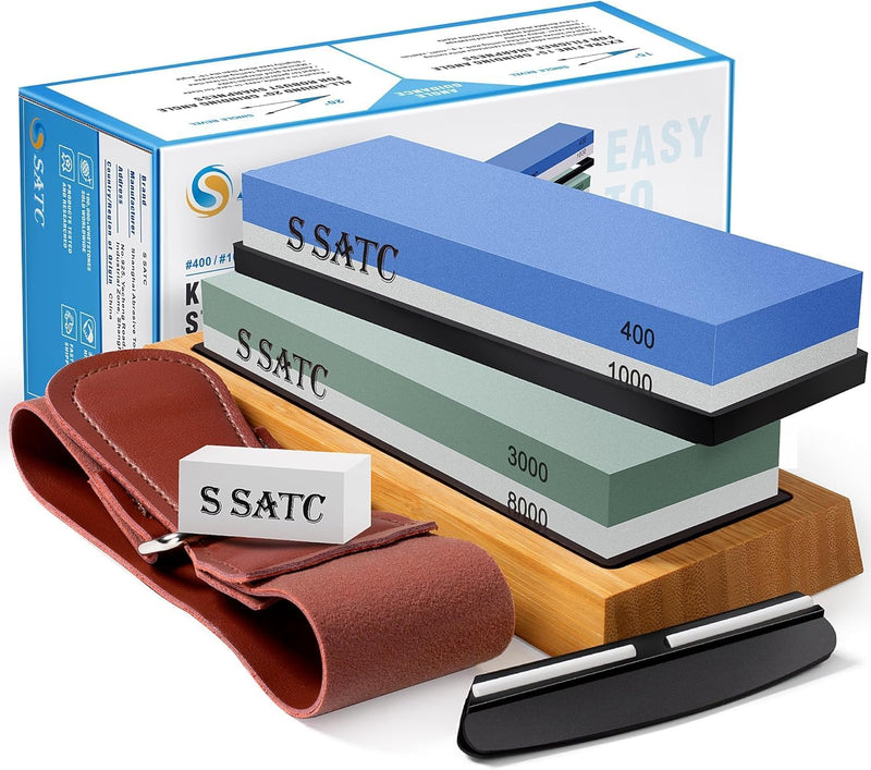 S SATC Schleifstein Messer Set Körnung 400/1000/3000/8000 Wetzstein Messer Schärfen Messerschärfer m
