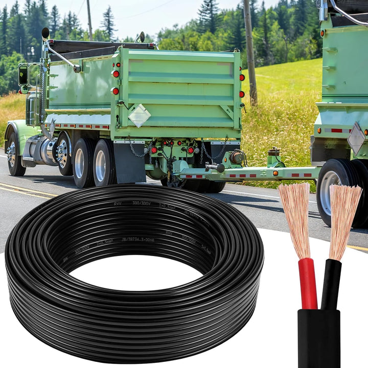 AOHEWEI 2 × 1,0 mm² flaches zweiadriges Doppelkabel 2 Leiter elektrischer Kupferdraht 5V 12V 24V 60V
