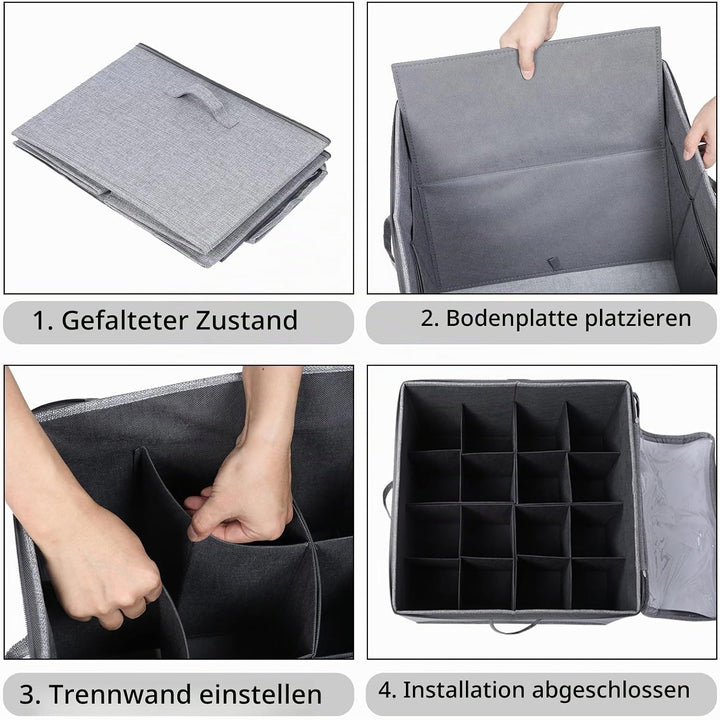 Schuhaufbewahrungsbox,Schuhorganizer Platzsparend mit 16 verstellbaren Fächern Schuh Organizer mit t