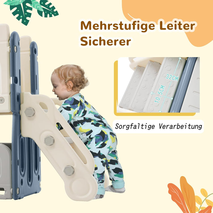 Merax Rutsche & Kletterspielzeug für Kinder, 6 in 1 Kinderrutsche Schaukel, Basketballrahmen, Klette