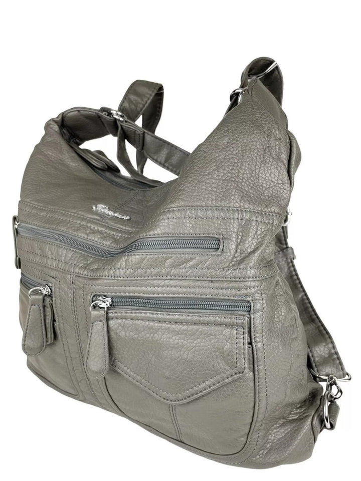 kennydoo Rucksacktasche I 2in1 Damen Rucksack und Handtasche in Einem I Schultertasche einfarbig uni