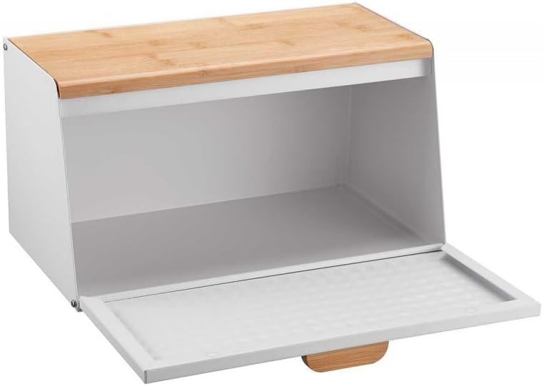 Klausberg Brotbox Brotkasten Brotkiste Holz Edelstahl Brotkorb White, White