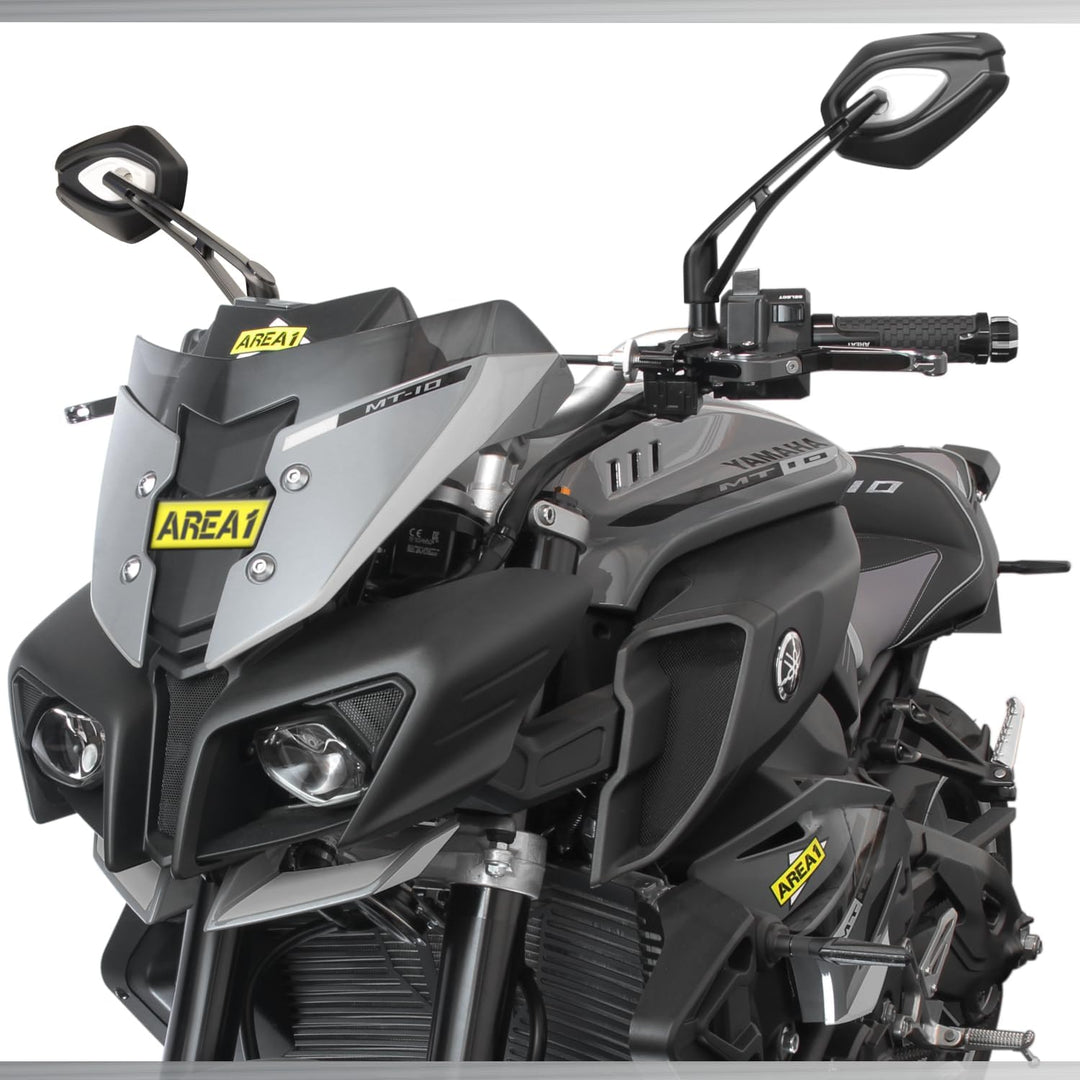 Area1 Universal Motorrad Rückspiegel Paar e-geprüft 2x M10 Rechtsgewinde + Linksgewindeadapter, komp