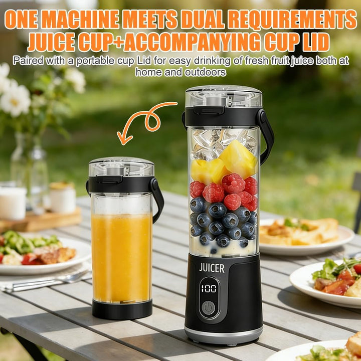 Tragbarer Mixer to go, 600ml Fresh Juice Mixer Flasche Mini Mixer und Smoothie Maker mit 12 Klingen,