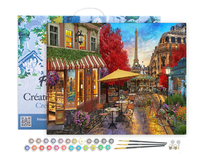 Figured'Art Malen Nach Zahlen Erwachsene Mit Rahmen Veranda in Paris - Paint by Numbers Basteln DIY