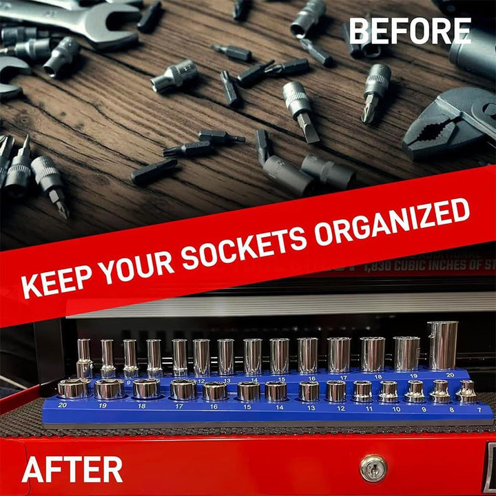 Magnetischer Steckschlüssel-Organizer mit 75 Schlitzen, 3 Stück Metrischer Steckschlüsselhalter-Set