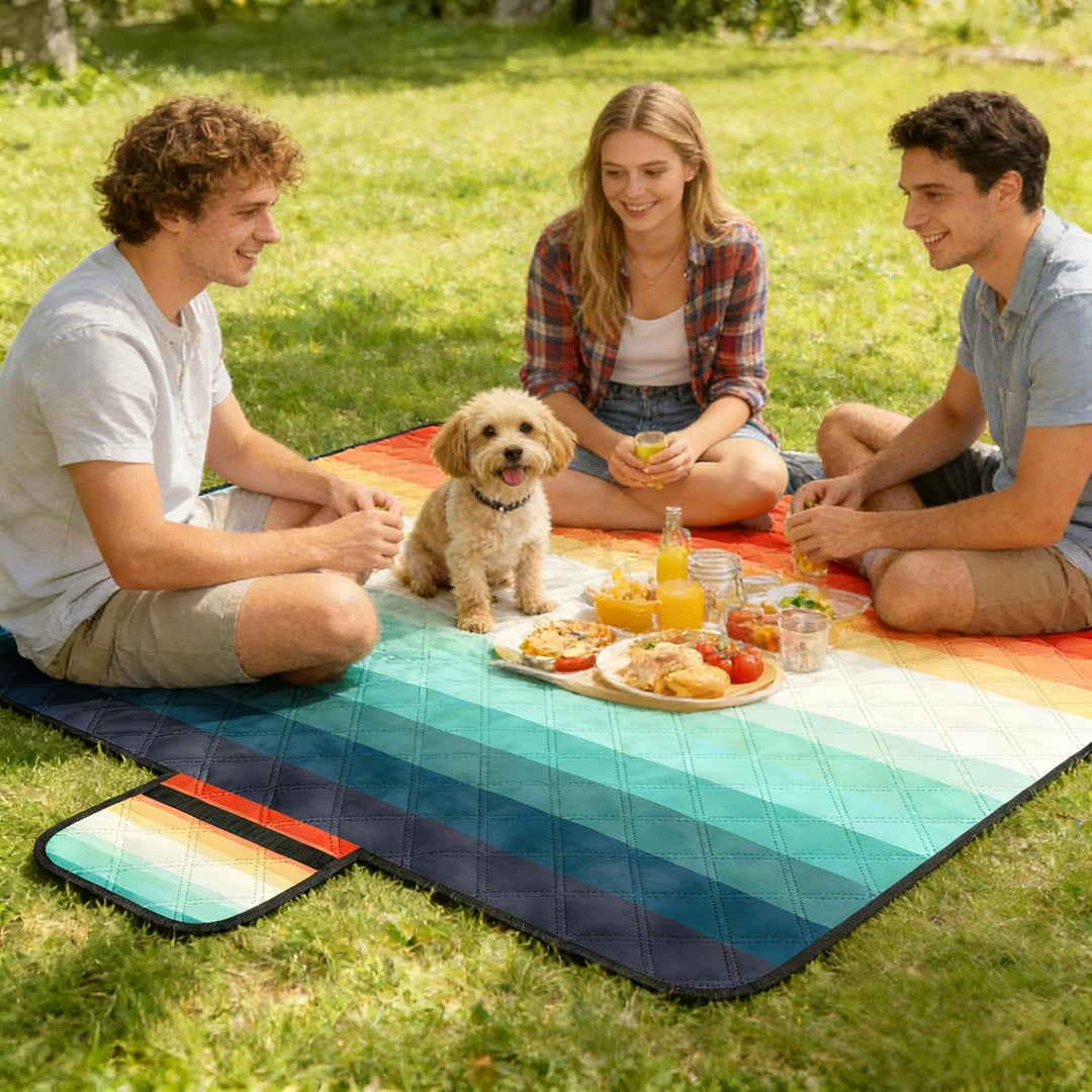 Jopee Picknickdecke Wasserdicht Sandfrei, 200x200cm Waschbar Stranddecke Sandfrei für 4-6 Personeni
