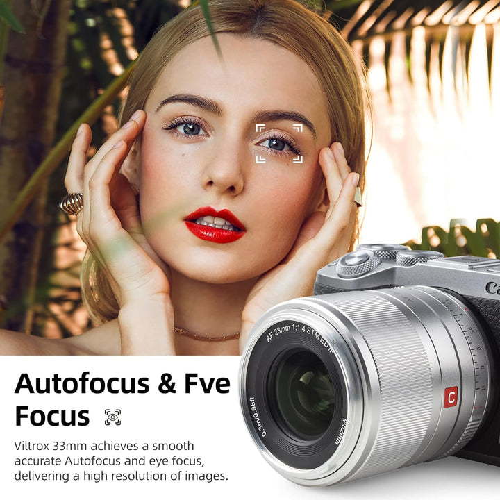VILTROX 33mm F1.4 M Silber Autofokus Festbrennweite Prime Objektiv für Canon EF-M Mount Spiegellose