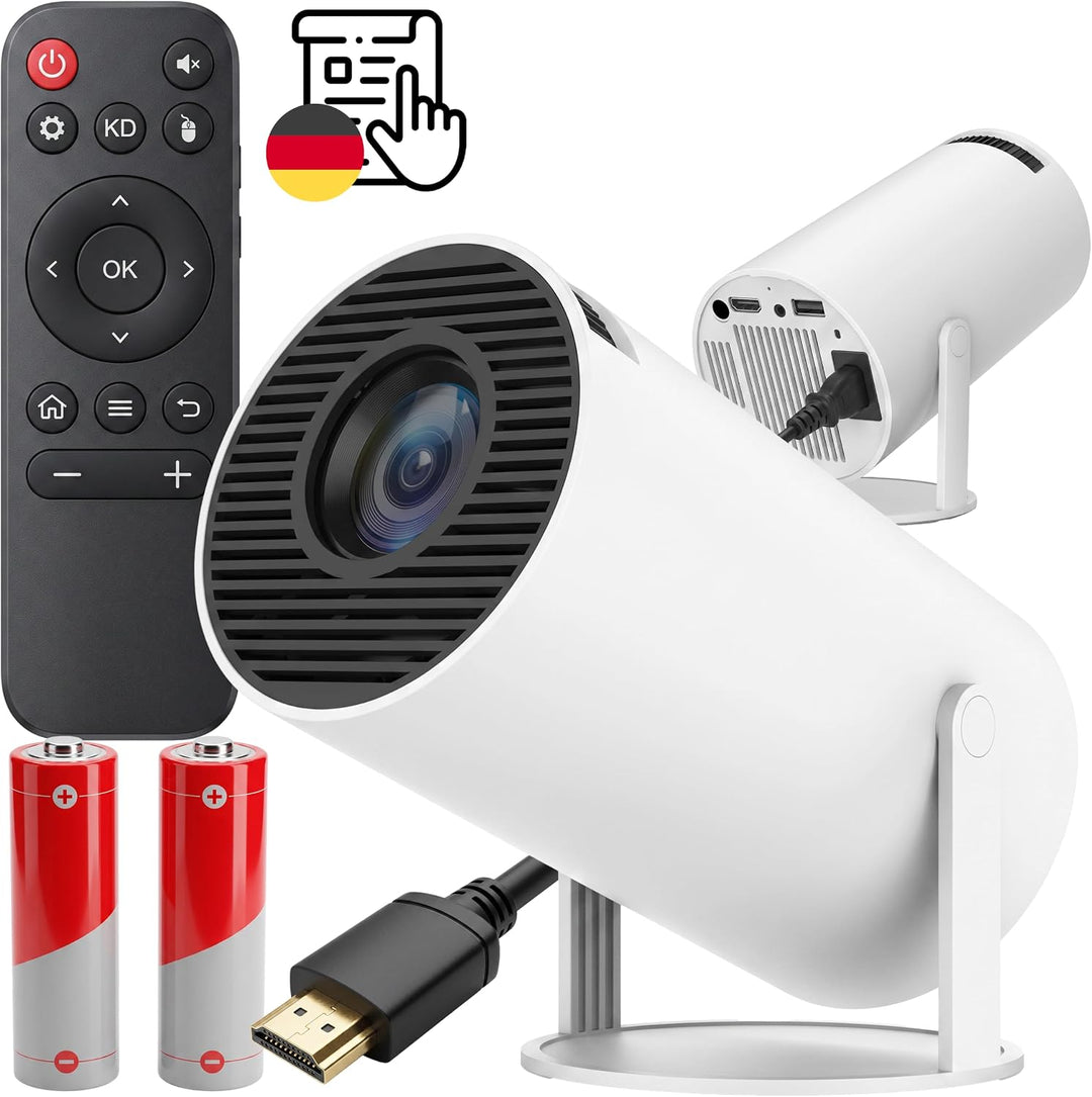 Retoo Beamer Mini Projektor 4K mit Android, Tragbarer Videoprojektor, Auto-matische WiFi Kontrast 15