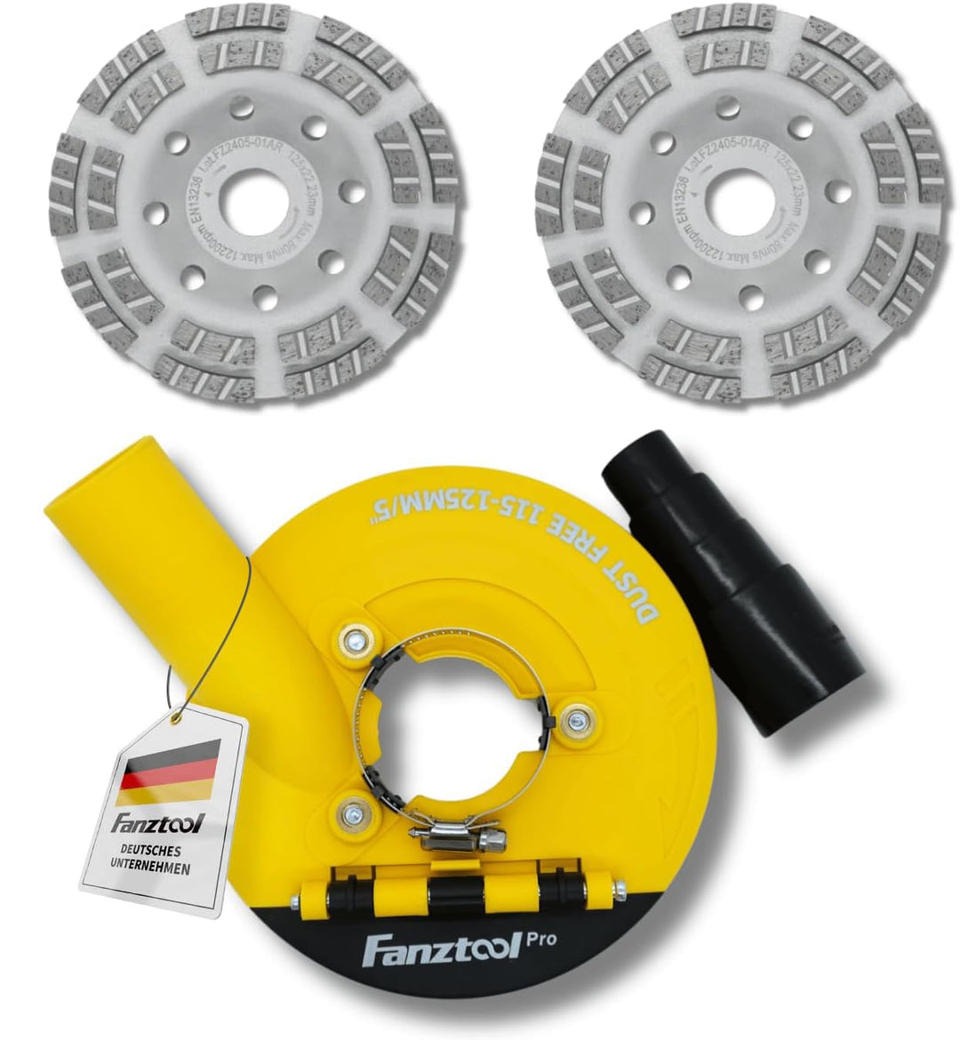 FANZTOOL universal Absaughaube für Winkelschleifer 125mm + Diamantschleiftopf (mit Schleiftopf x 2)