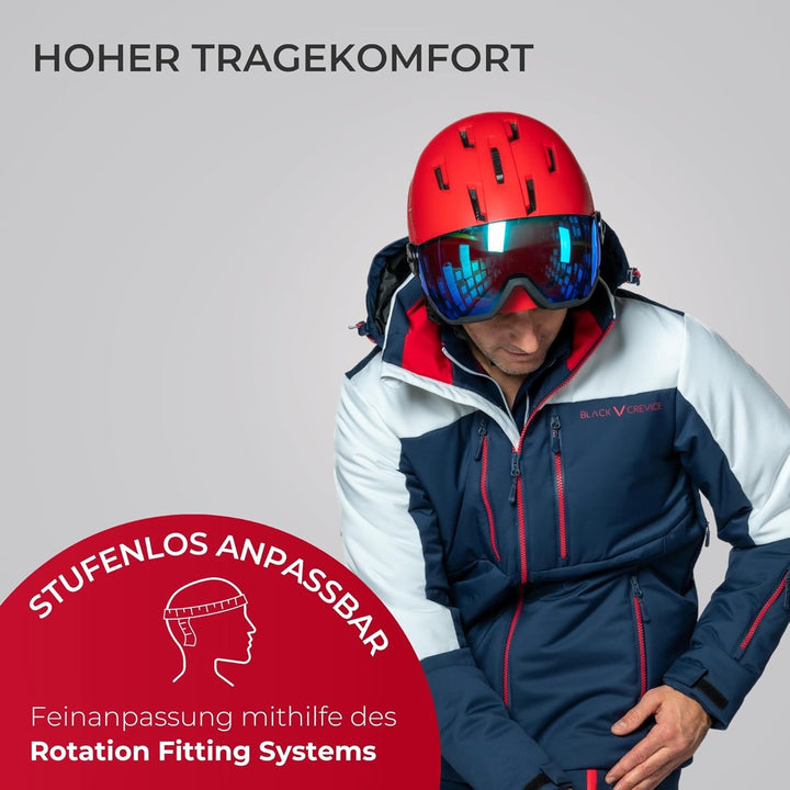 Black Crevice Skihelm Calgary I Skihelm mit Visier im Pilotenstyle I Skihelm Herren &amp; Damen I Skihel