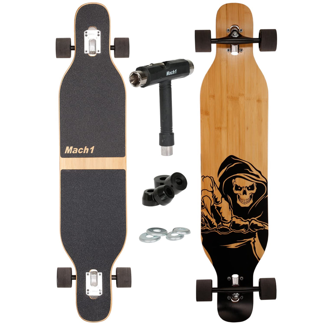 FunTomia Longboard mit 3 Flex Stufen Drop Through Cruiser Komplettboard Mach1 Speed Kugellager T-Too