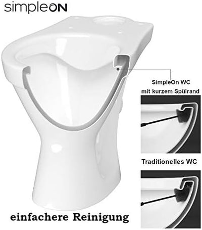 VBChome WC Toilette Stand Spülrandlos Keramik Komplett Set mit Spülkasten Funktion für waagerechten