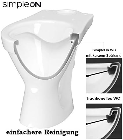 VBChome WC Toilette Stand Spülrandlos Keramik Komplett Set mit Spülkasten Funktion für waagerechten