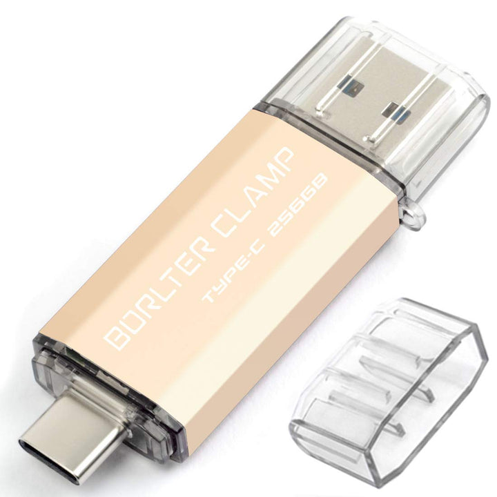 BORLTER CLAMP Type C USB-Stick 256GB OTG 2 in 1 Speicherstick Dual-Port USB 3.0 Flash-Laufwerk mit U