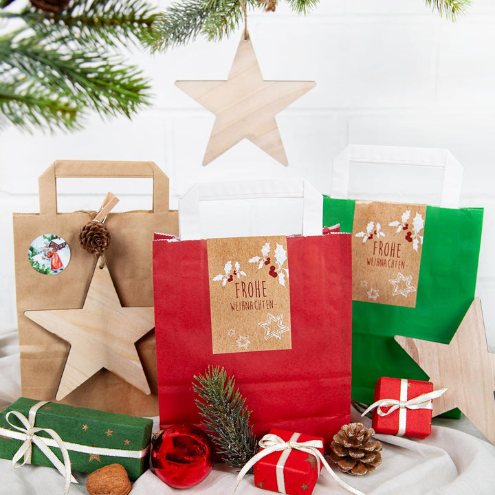 Logbuch-Verlag 100 Kraftpapier Beutel 18 x 8 x 22 cm braun kleine Papiertüten zum Befüllen Weihnacht