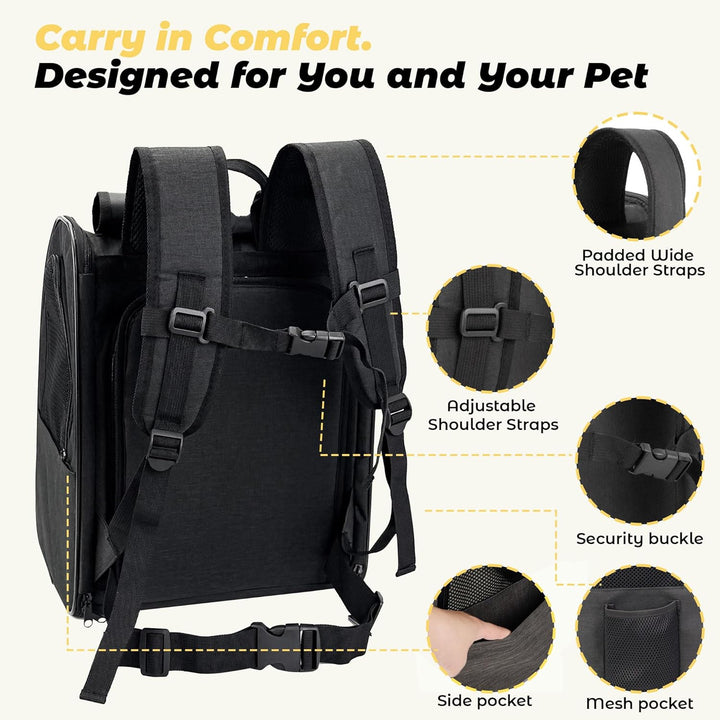 Zavothy Haustier Rucksack für Katzen und Hunde, Tragbar und Faltbar, mit Netzfenster und Gepolsterte