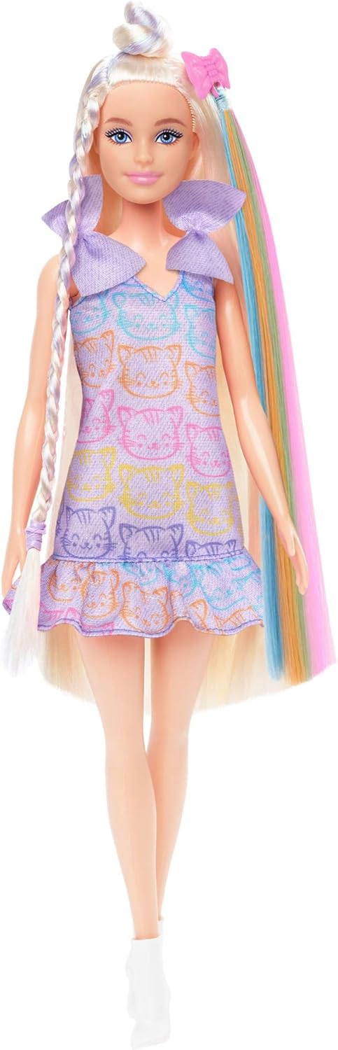 Barbie Fun & Fancy Puppe mit Accessoires, Modepuppe mit extra langem blondem Haar und 2 Looks, inklu