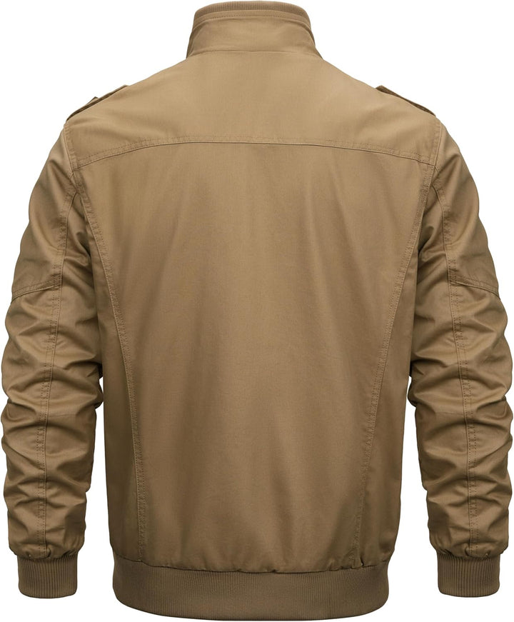 MAGCOMSEN Winterjacke Herren Warm Gefüttert Fleecejacke Cargo Casual Übergangsjacke Baumwolle Army J