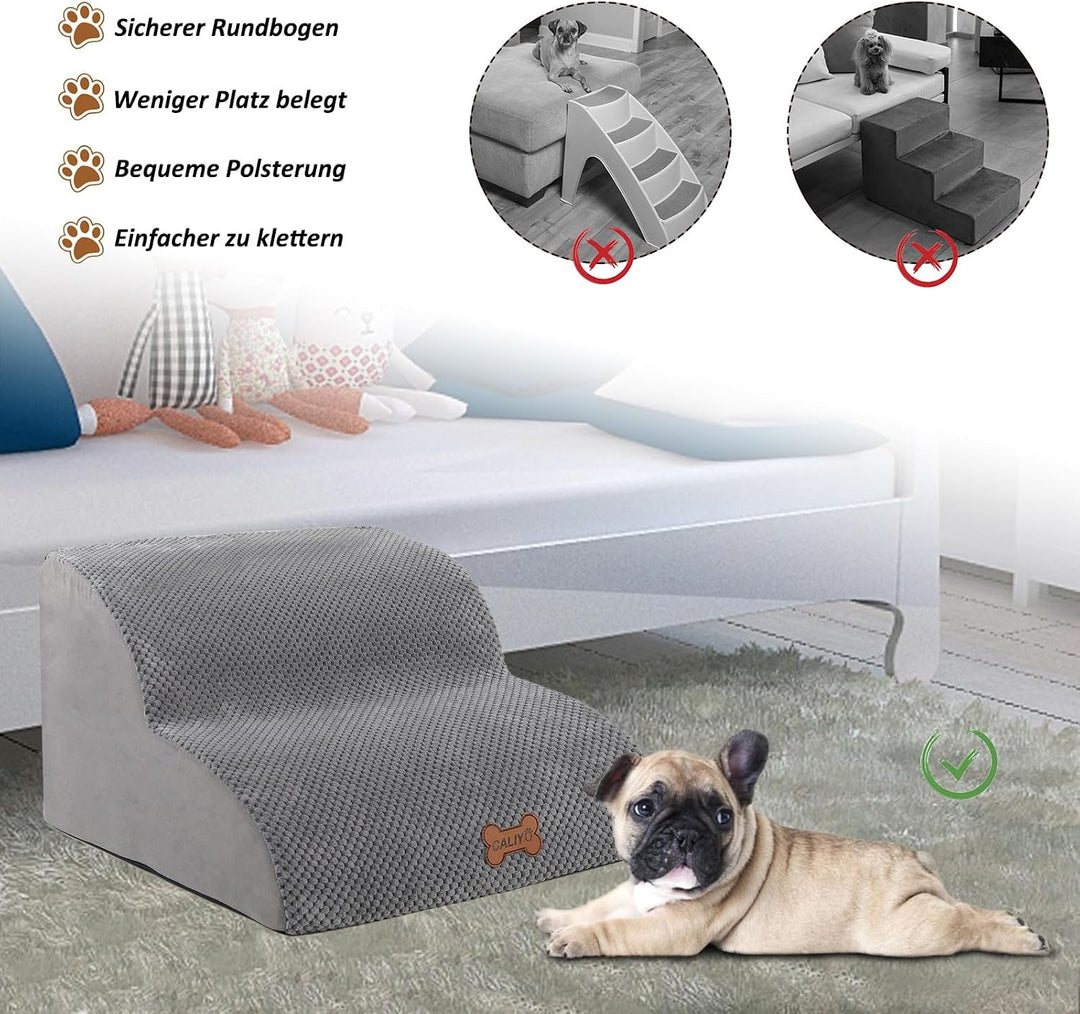 CALIYO Hundetreppe 2 Stufen，Hundetreppe für Kleine Hunde,Treppe für Hunde aus Hochdichtem Schwamm,Ha
