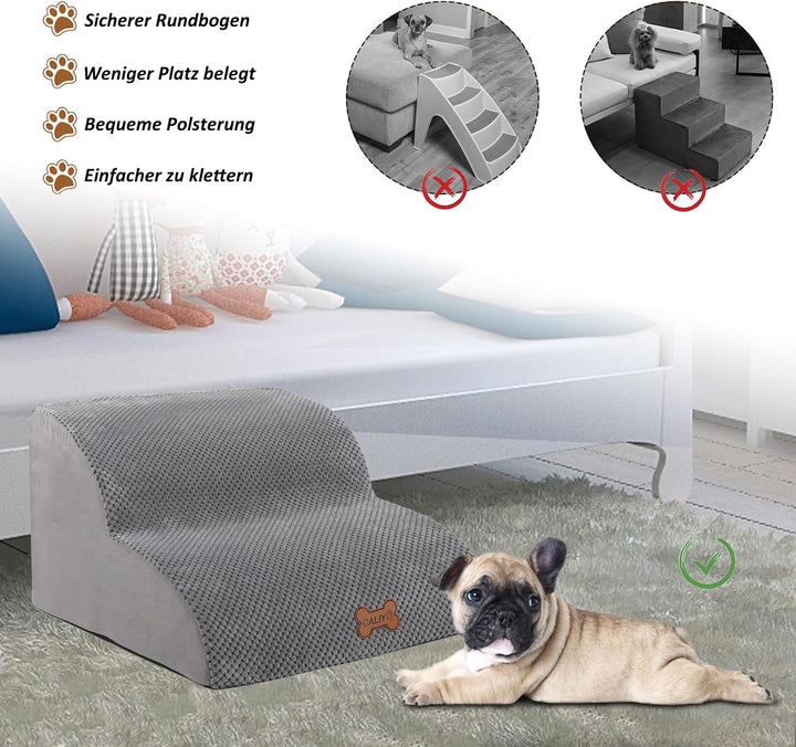 CALIYO Hundetreppe 2 Stufen，Hundetreppe für Kleine Hunde,Treppe für Hunde aus Hochdichtem Schwamm,Ha