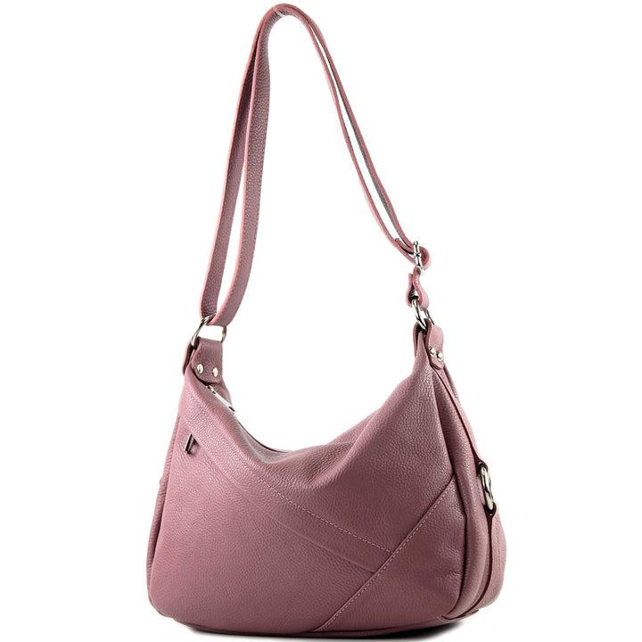 modamoda de T164 Damen Leder Schultertasche, handmade in Italy Altrosa, Altrosa