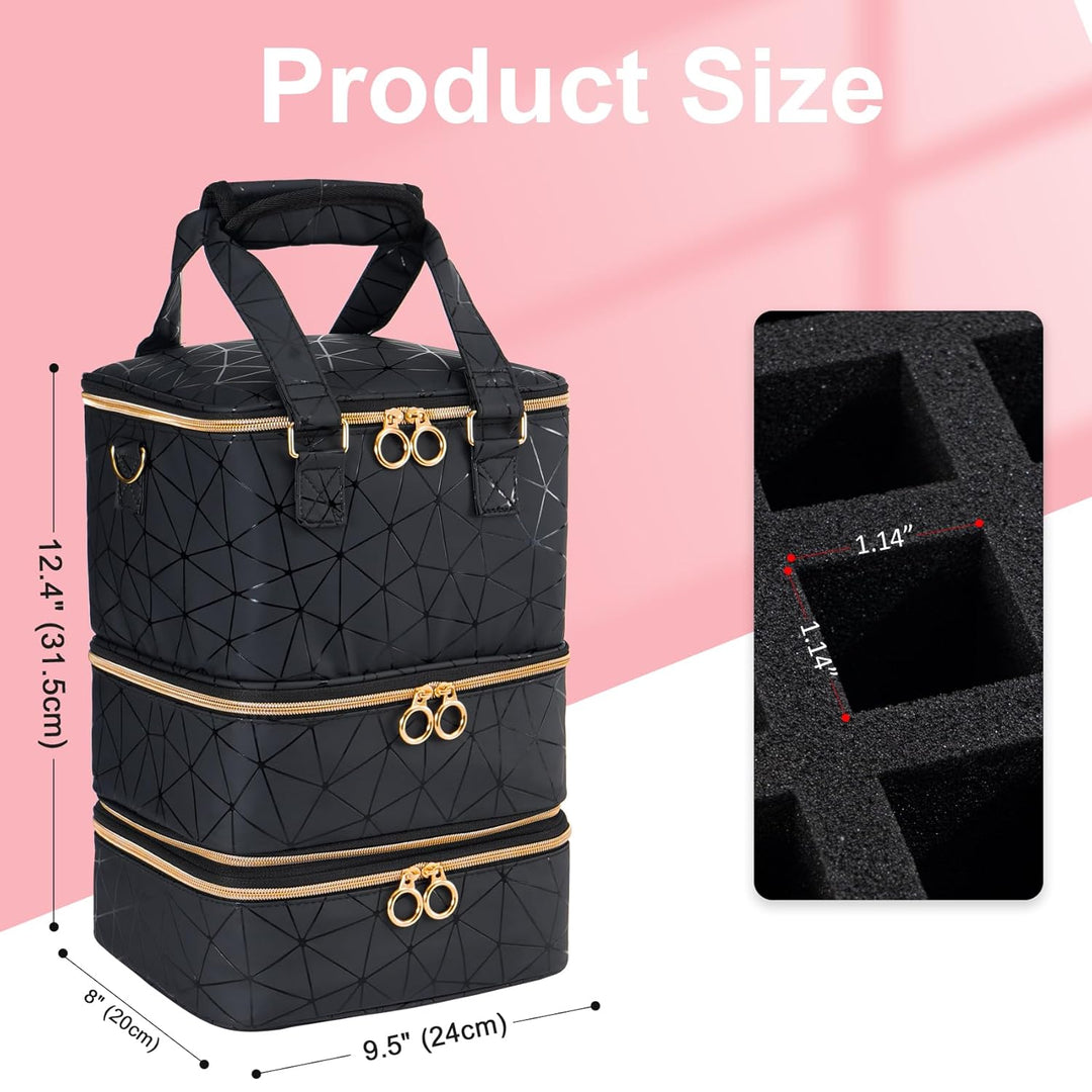 Uross Nagellack Organizer für 60 Nagellackflaschen und 1 LED-Nagellampe, Nagellack Aufbewahrung Tasc