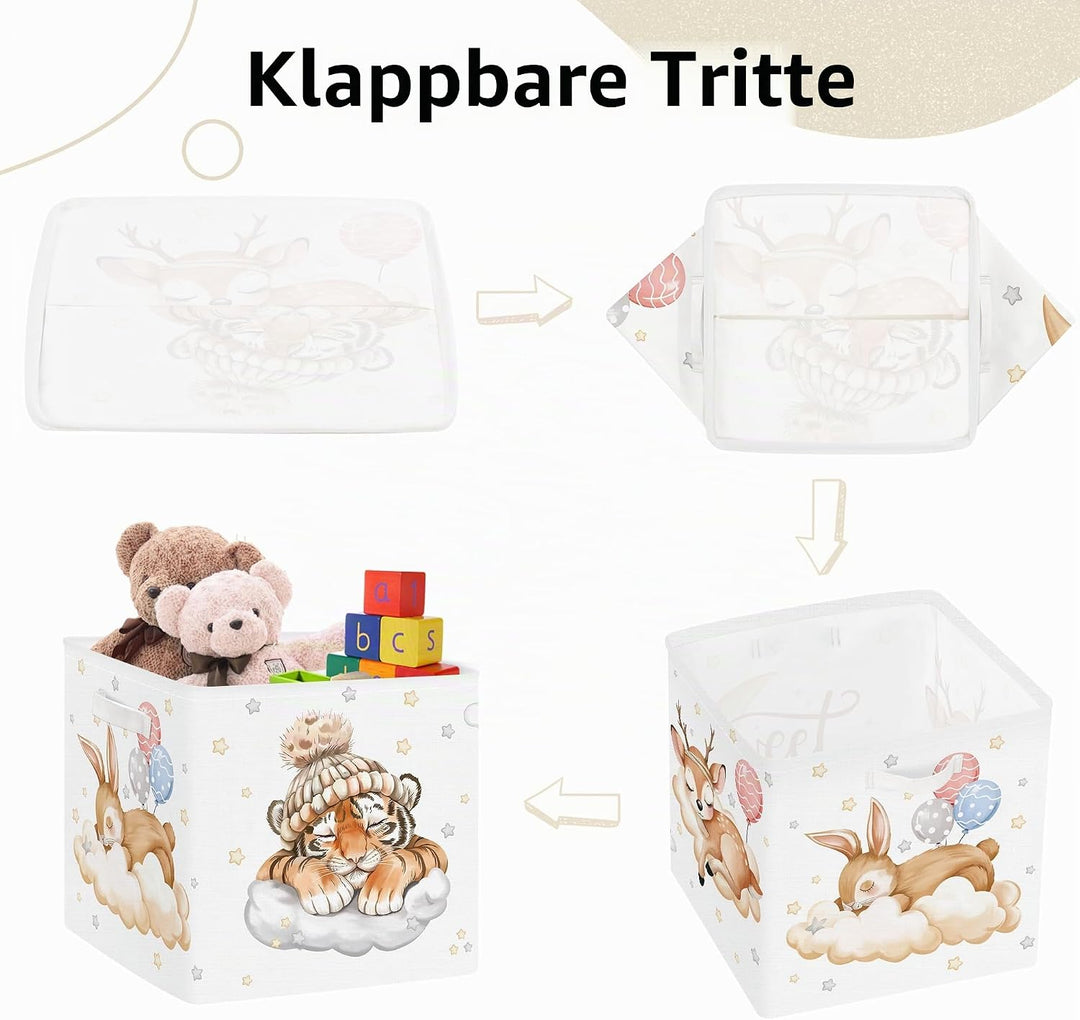 Clastyle 3 Stück Traumtier Aufbewahrungsbox Stoff für Kallax Faltbar Aufbewahrungskorb Klein Schrank