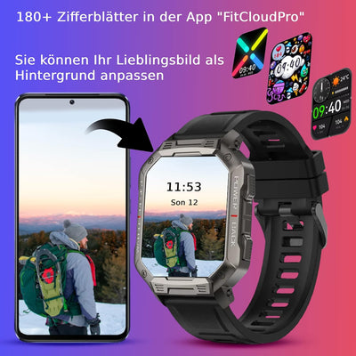 Deunis X3 Smartwatch Herren 1,83 Zoll mit Telefonfunktion, Fitness Tracker, Schlafmonitor, Schrittzä