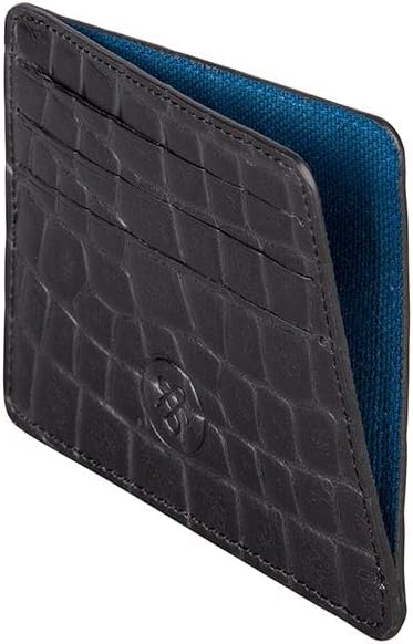 Maxwell Scott Herren Krokodil Optik Leder Kartenetui Marco in Schwarz Croco, Schwarz