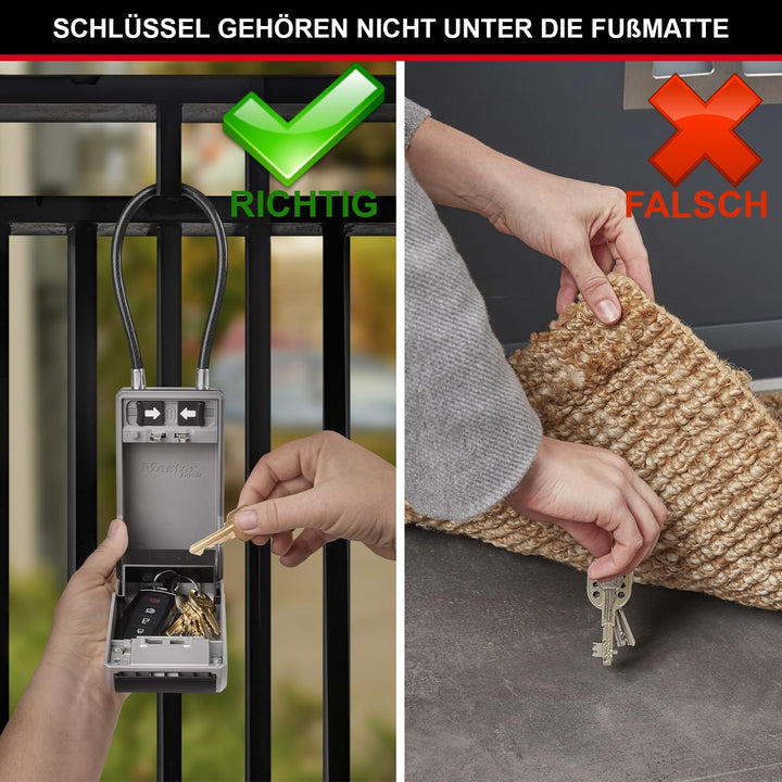 Master Lock Schlüsseltresor mit neuem innovativen Design, flexiblem Kabelbügel, grossem Fassungsverm