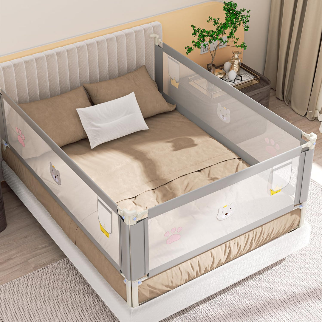 Ikodm Bettgitter Rausfallschutz 200CMx2+180CMx1 Bettschutzgitter Kinderbettgitter Boxspringbett, Kin