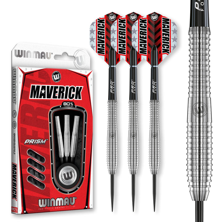 WINMAU Maverick 21 Gramm Profi Stahlspitze Wolfram Dartpfeile mit Flüge und Stiele (Wellen)