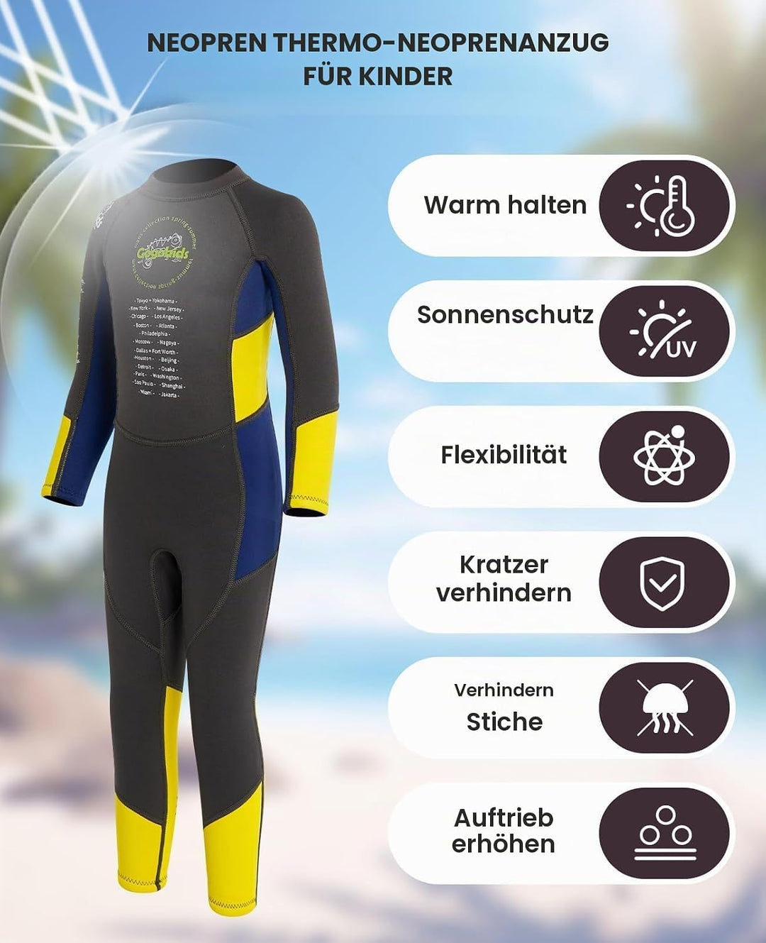 Gogokids Kinder Neoprenanzüge Jungen Thermische Badeanzüge, 2.5mm Neopren Taucheranzug Rash Guard Ei