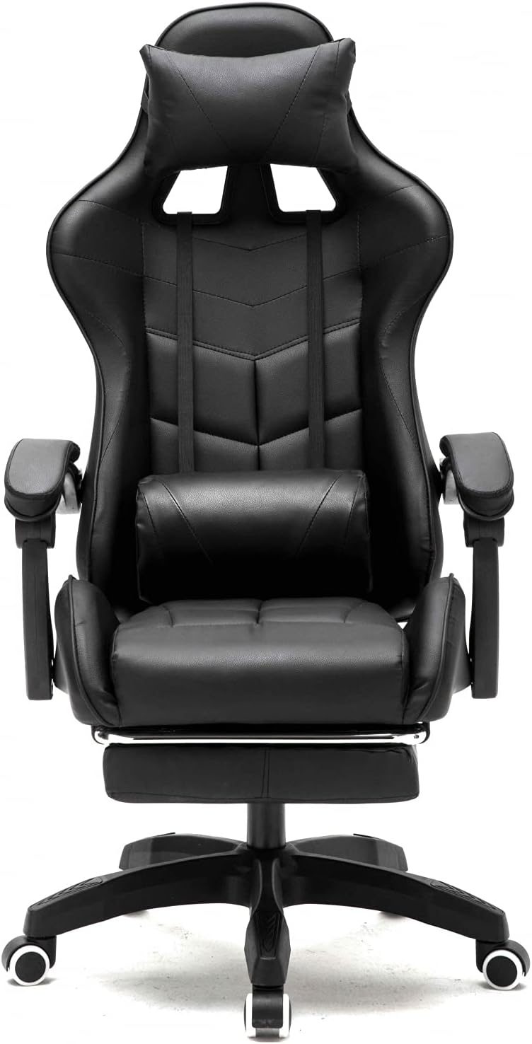 VDD Gaming Stuhl Cyclone mit Fussstütze - Bürostuhl - Racing Gaming Stuhl - schwarz