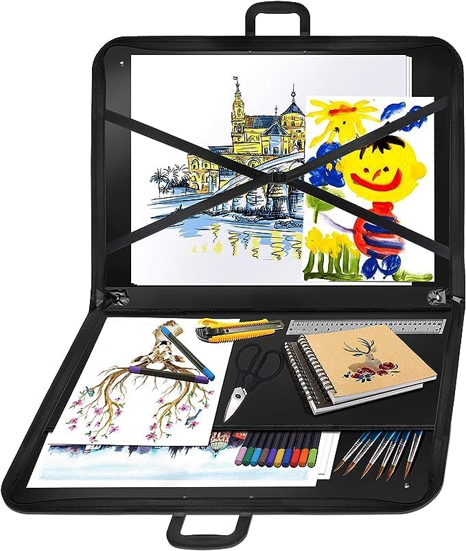 Zerodis Maltafel-Tasche, A3-Zeichnungs-Skizzentafel-Aufbewahrungstasche PVC-tragbare Malplatten-Tasc