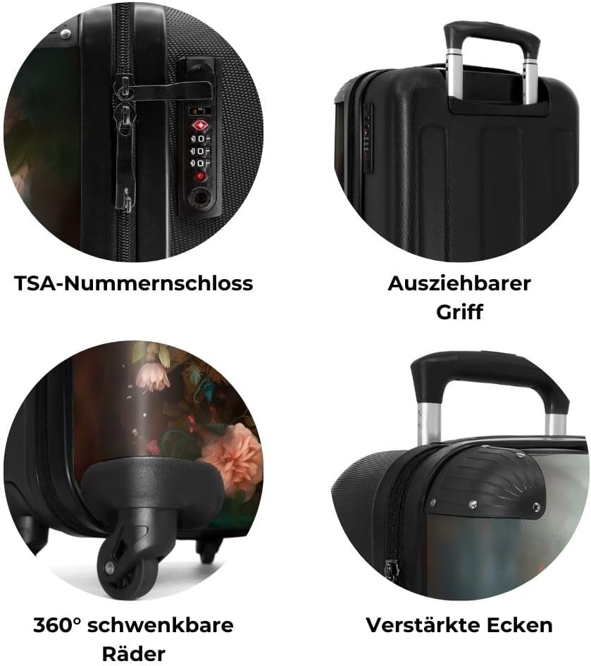 NoBoringSuitcases.com® Koffer Handgepäck Trolley Rollkoffer Kleine Reisekoffer mit 4 Rollen - Pferd