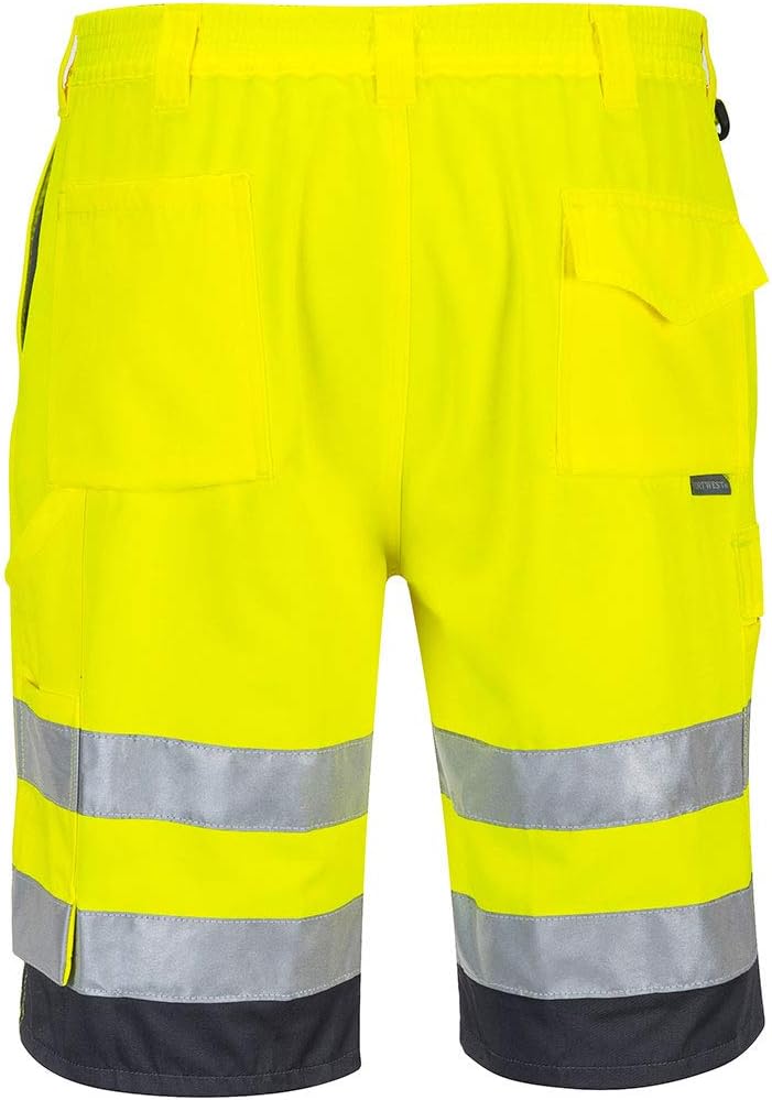 Portwest Warnschutz-Shorts aus Polyester-Baumwolle, Grösse: S, Farbe: Gelb/Grau, E043YGYS