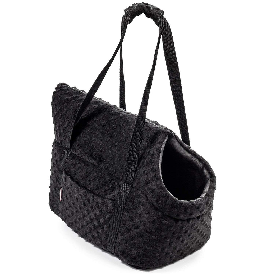 Hundetasche - Schwarz (Minky), M bis 10 kg - Tragetasche für kleinen und mittleren Hund, Welpen, Kat