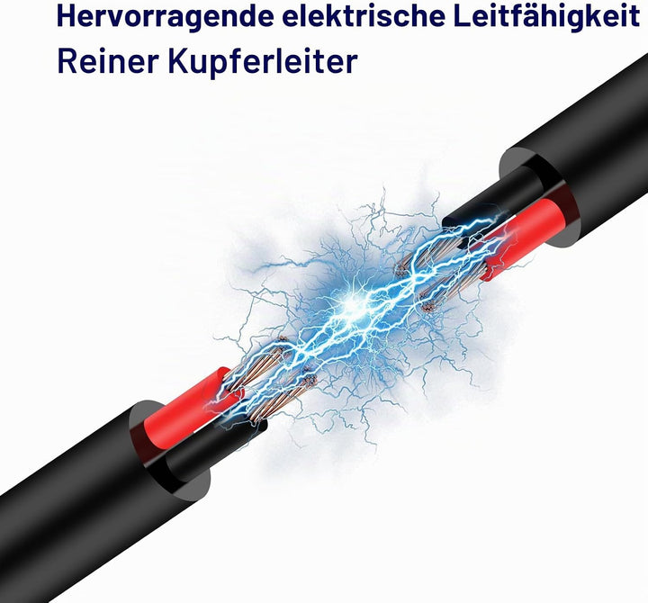 2×4,0 mm² Rundes Zweileiterkabel 2-adriges Kupfer-Elektrokabel 5V 12V 24V 60V, Dünnwandiges Rot/Schw