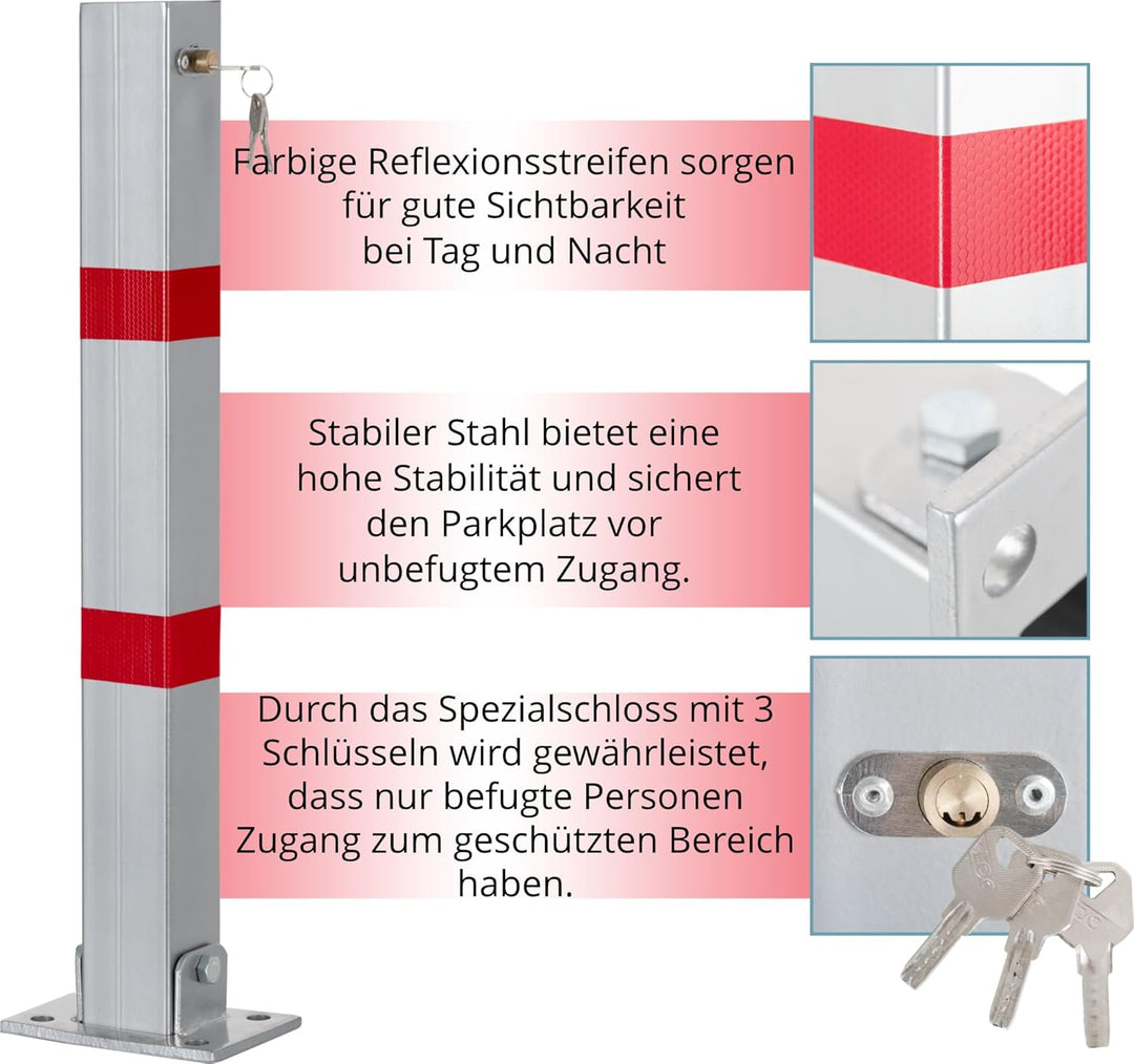 Stagecaptain PPP-70 SR Parkpfosten - Stabile Parkplatzsperre aus Stahl - Galvanisiert und pulverbesc