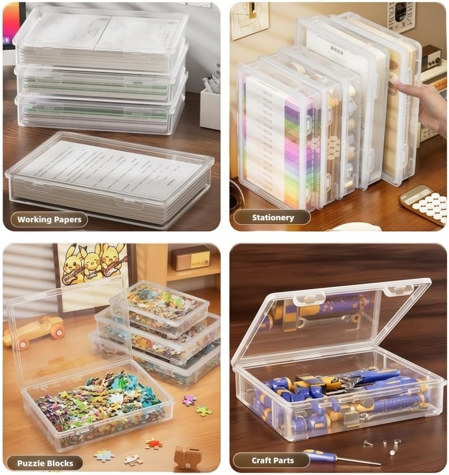 MHwan Plastikbox mit Deckel, 4 Stück Stapelbare Aufbewahrungsbox, Robust und Langlebig, BPA-Frei, fü