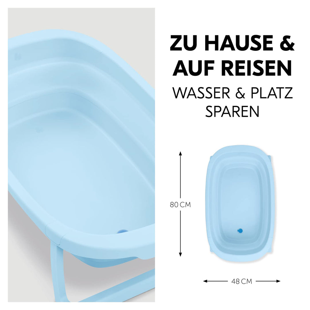 hauck Faltbare Babybadewanne Wash N Fold M für Babys und Kleinkinder bis 16 kg, Ablaufstöpsel mit Fa